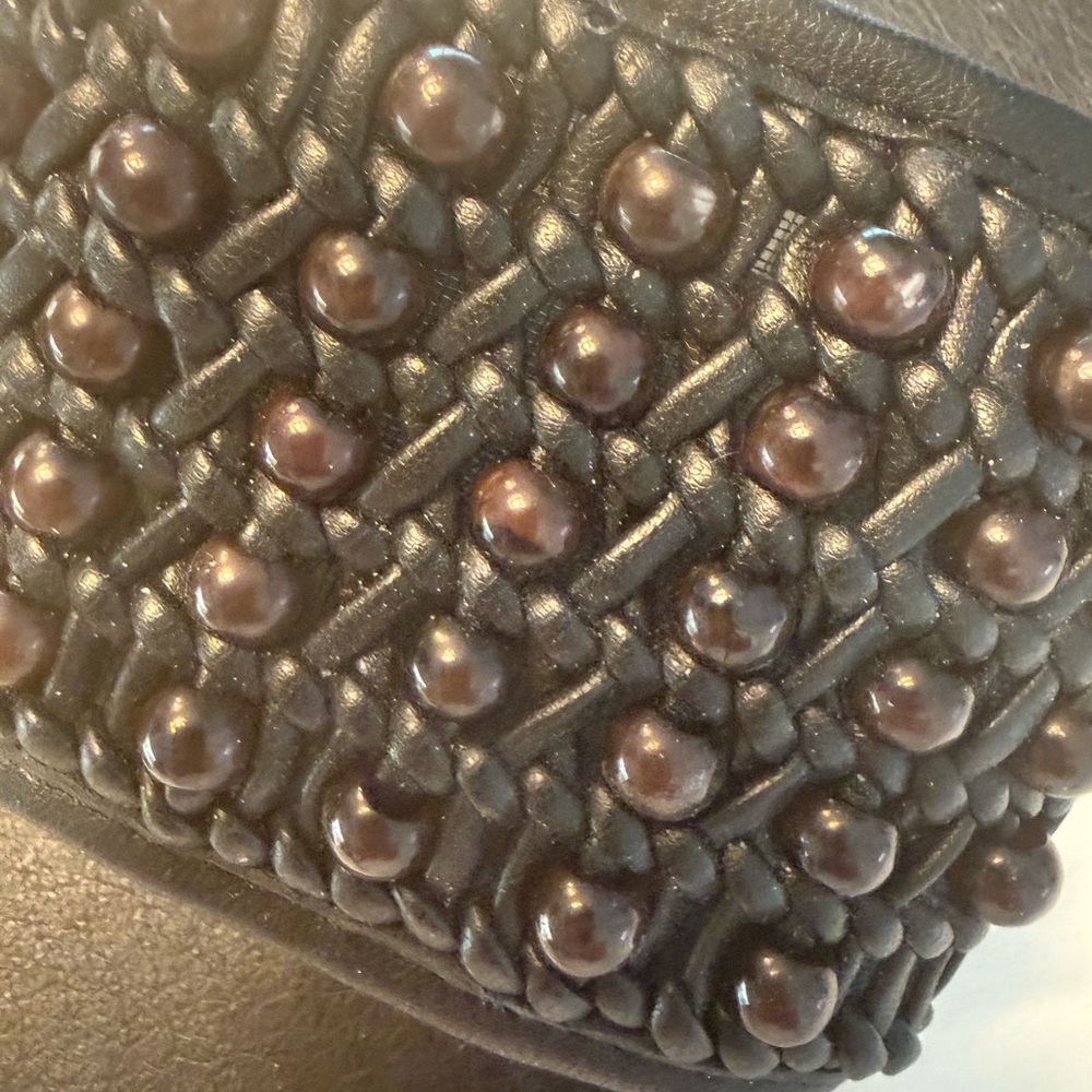 Lucky Brand Black Beaded Slide Sandals